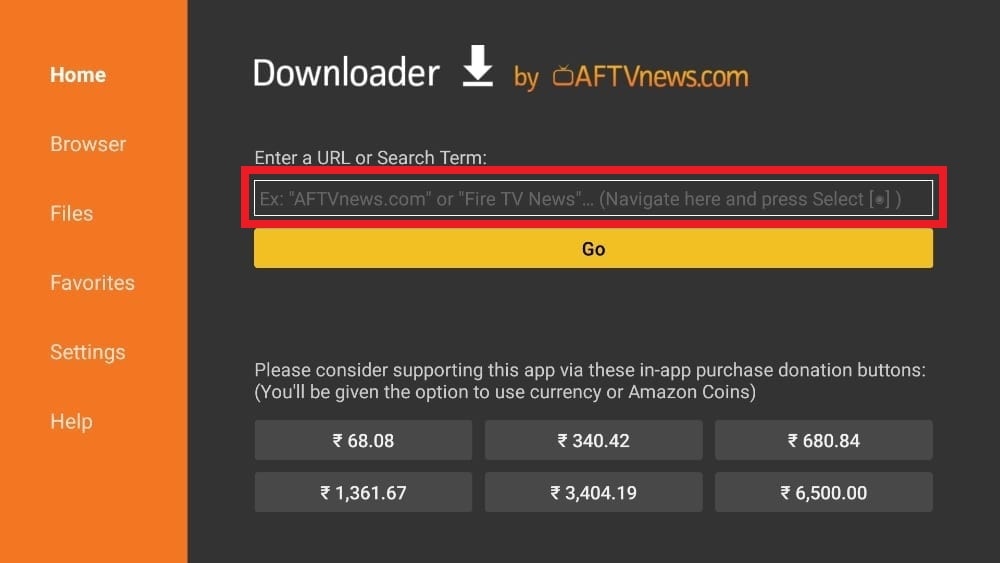 select downloader enter url
